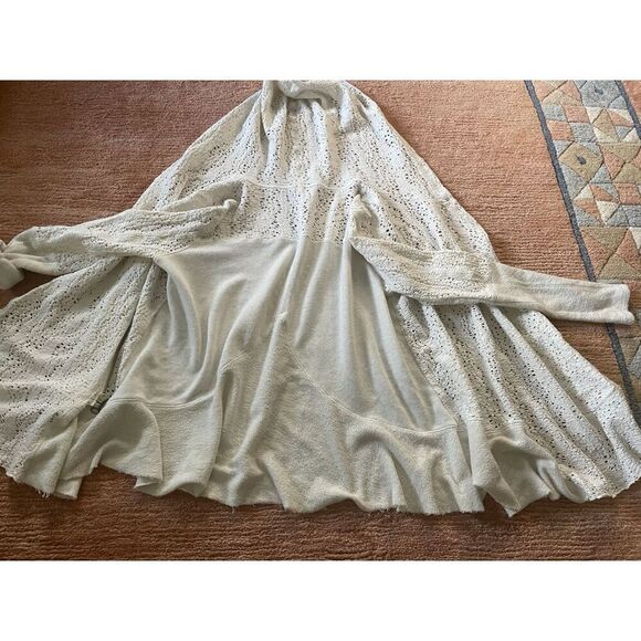 Free People Women’s Crochet Knit Hoodie Cardigan XS Asymmetrical Zip Roll Tab - Picture 8 of 10